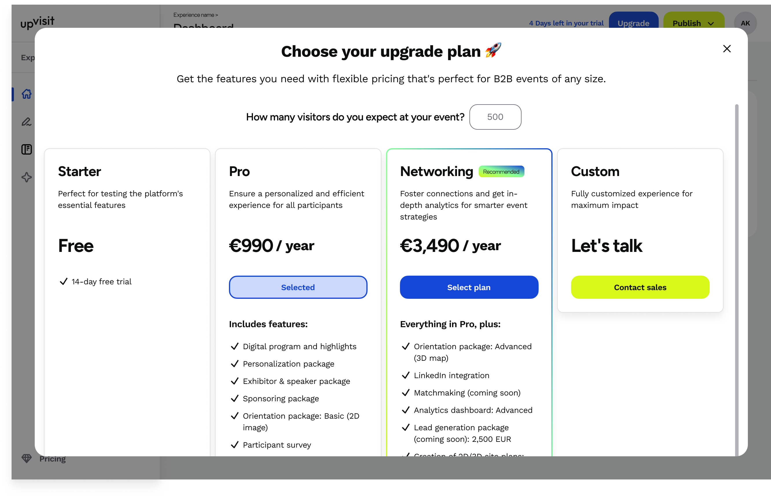 CMS pricing popup modal V1